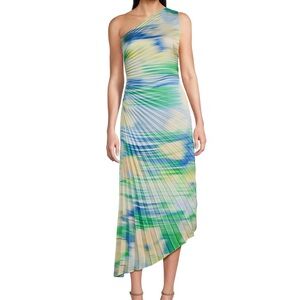 One-Shoulder Multicolor Dress